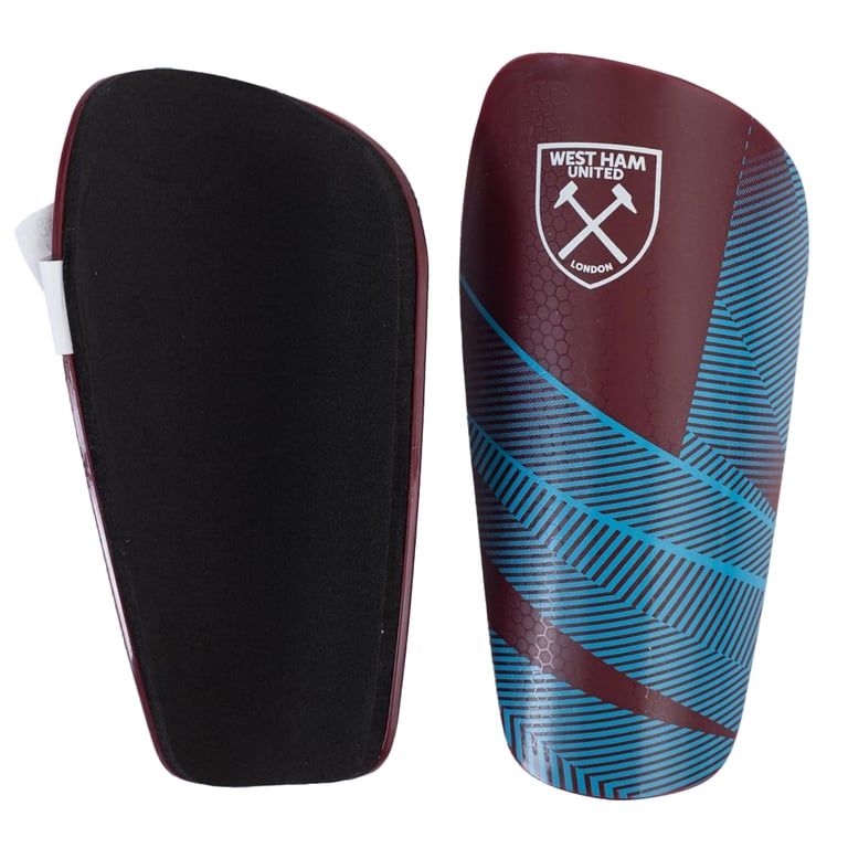 West Ham United FC Blue and Claret Fuse Design Shin Guards for Kids - Padded Protection