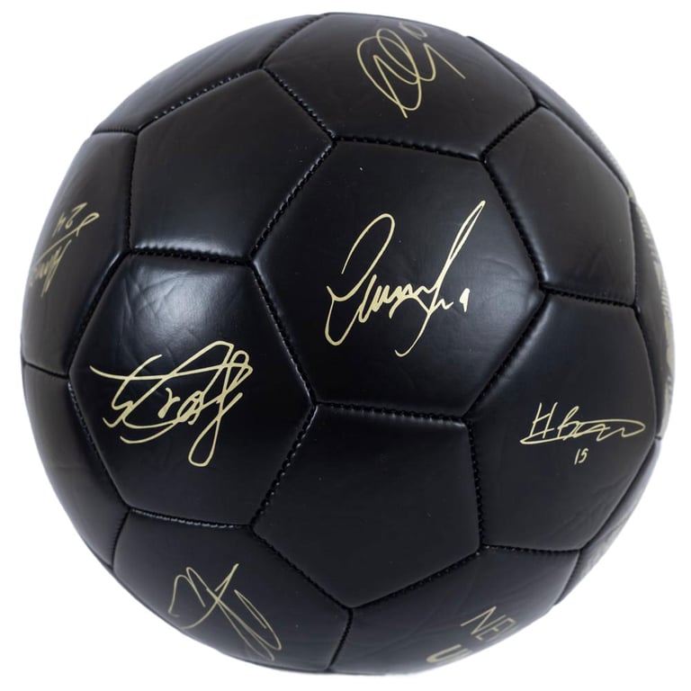 Newcastle United FC Sig Gold Phantom Football - 32 Panel Matte Black Ball with Official Player Signature Prints