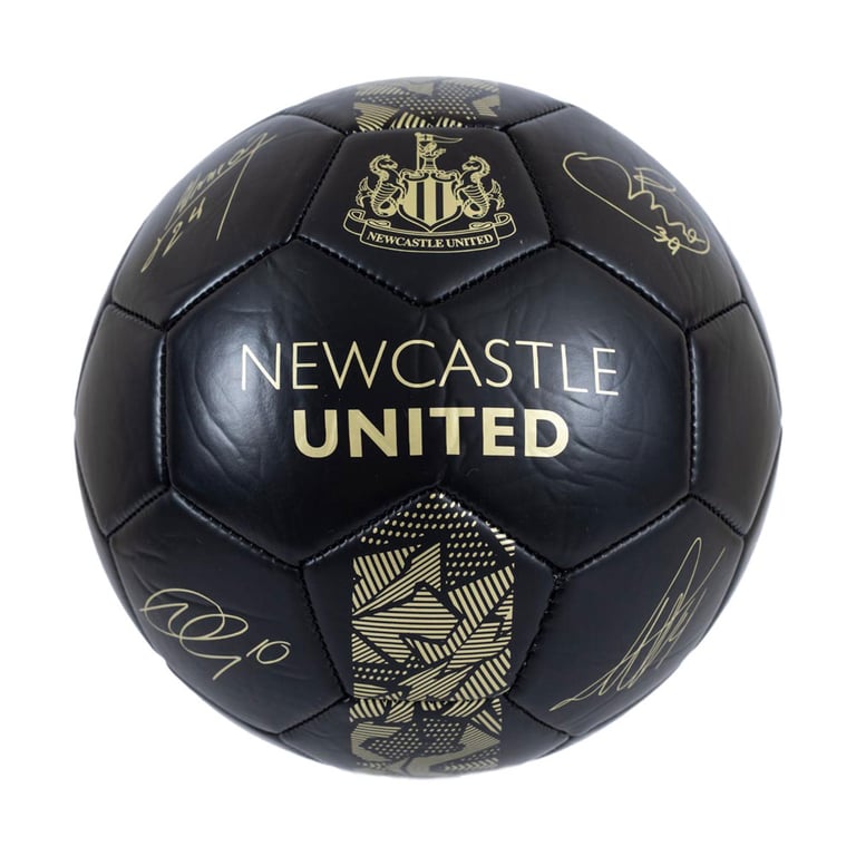 Newcastle United FC Sig Gold Phantom Skill Ball - Official PVC Football with Club Crest and Player Signatures