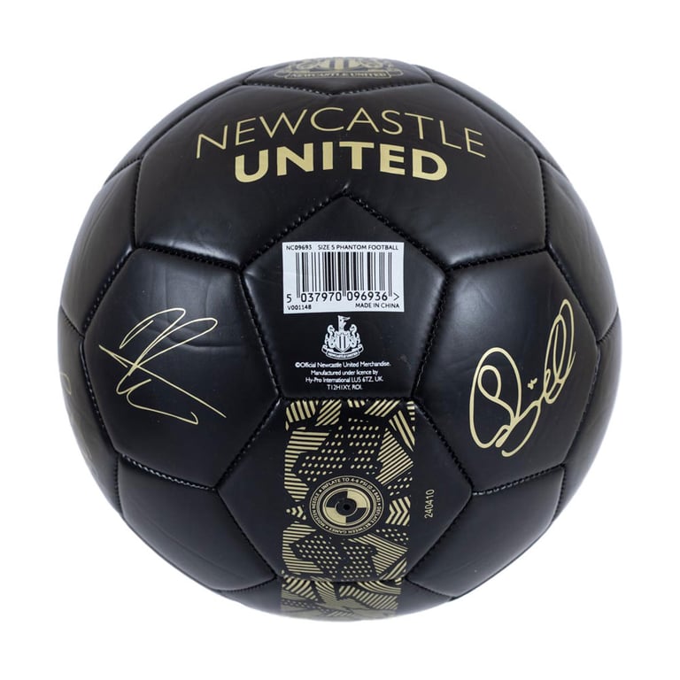 Newcastle United FC Sig Gold Phantom Skill Ball - Official PVC Football with Club Crest and Player Signatures