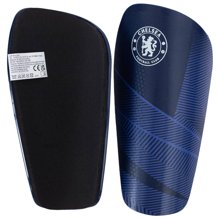 Chelsea FC Blue Slip-In Shin Guards with Padded Interior and Chelsea Crest