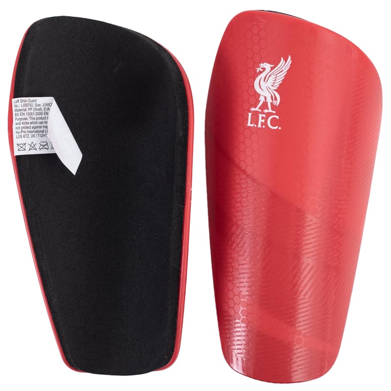 Liverpool FC Youth Shin Guards - Red Fuse Design with Padded Interior Protection