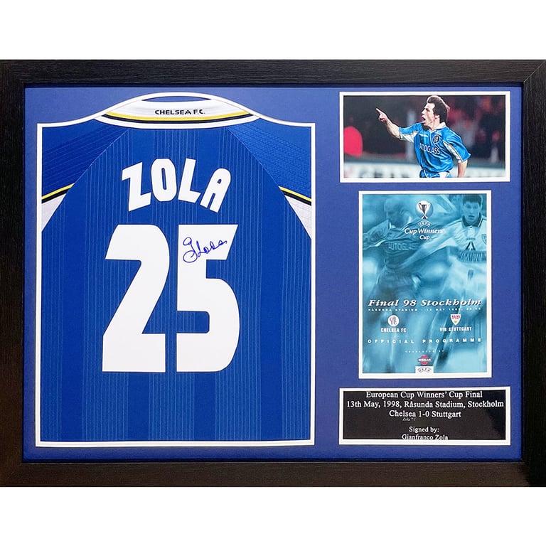Chelsea FC 1998 Gianfranco Zola Signed Replica Shirt - Framed & Authenticated