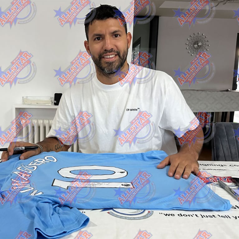 Manchester City FC 2019-2020 Aguero Signed Replica Shirt