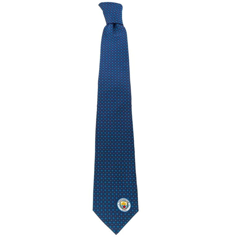 Manchester City FC Navy Blue Crest Tie - 100 Polyester with Embroidered Crest