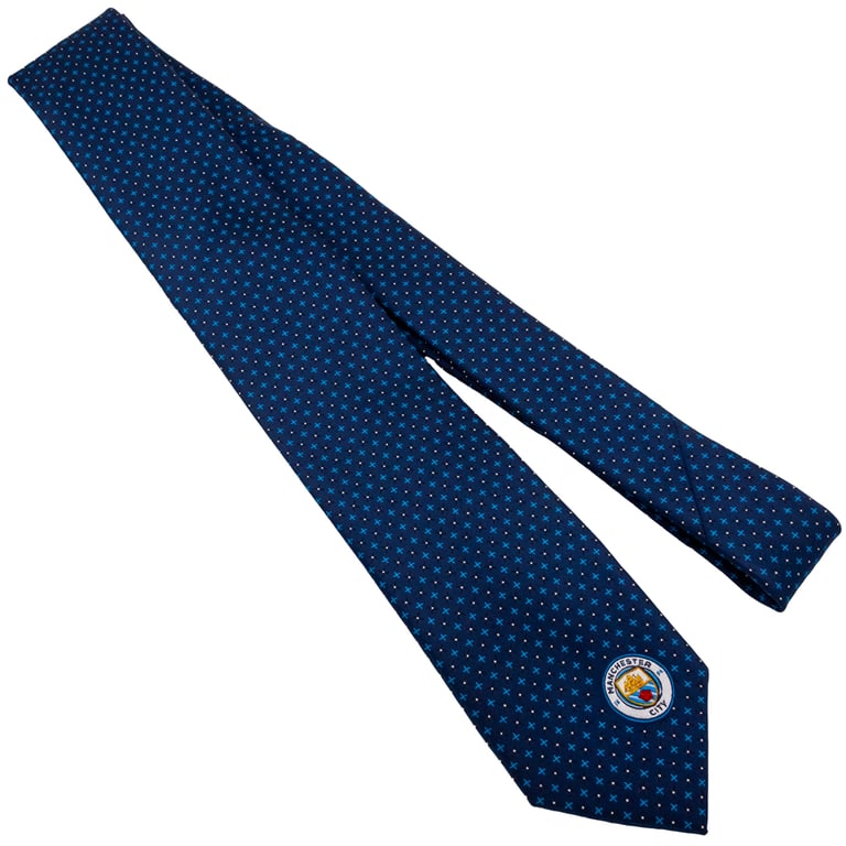Manchester City FC Navy Blue Crest Tie - 100 Polyester with Embroidered Crest