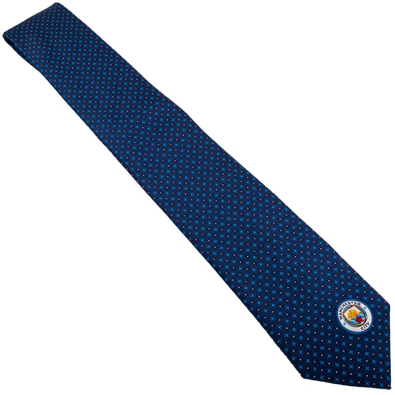 Manchester City FC Navy Blue Crest Tie - 100 Polyester with Embroidered Crest