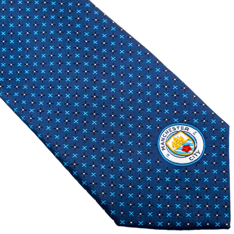 Manchester City FC Navy Blue Crest Tie - 100 Polyester with Embroidered Crest