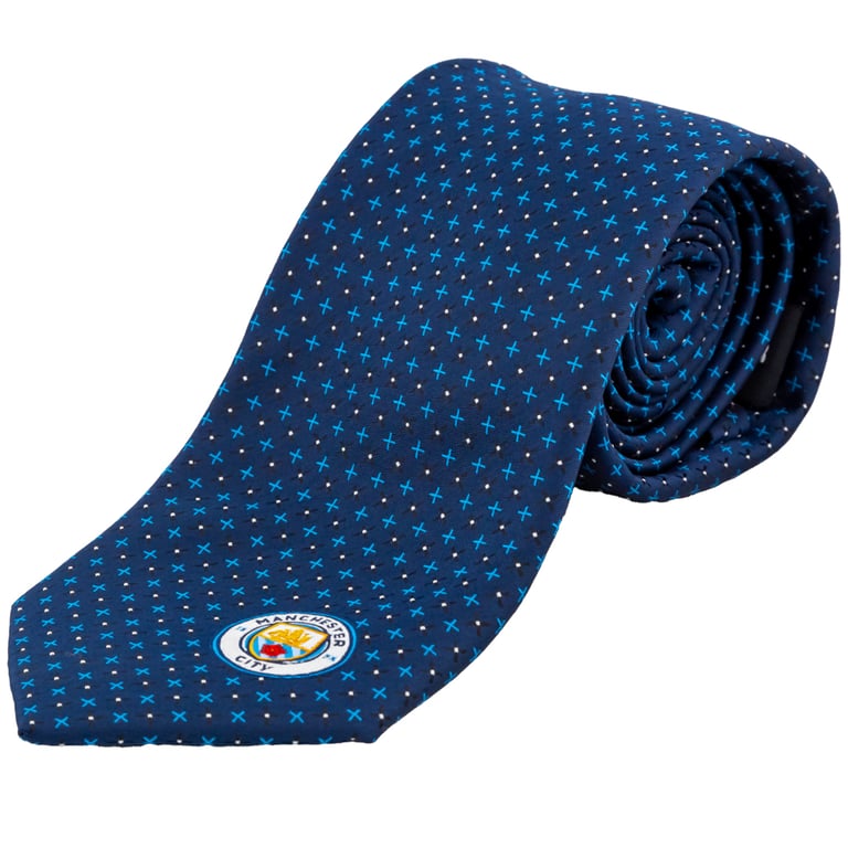 Manchester City FC Navy Blue Crest Tie - 100 Polyester with Embroidered Crest