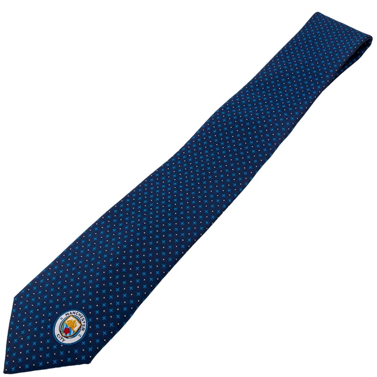 Manchester City FC Navy Blue Crest Tie - 100 Polyester with Embroidered Crest