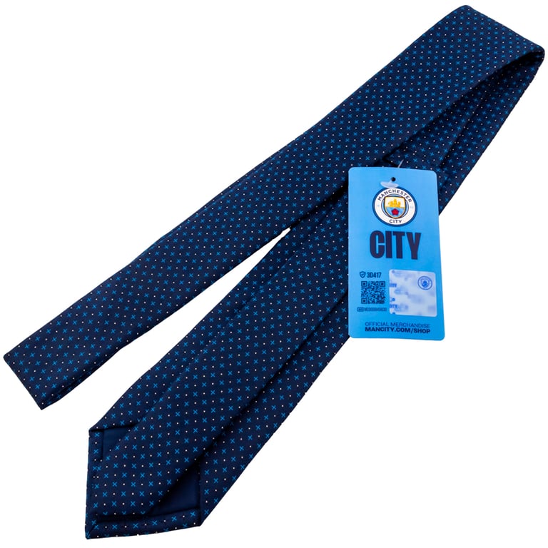 Manchester City FC Navy Blue Crest Tie - 100 Polyester with Embroidered Crest