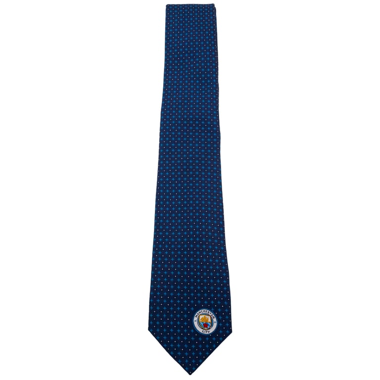 Manchester City FC Navy Blue Crest Tie - 100 Polyester with Embroidered Crest