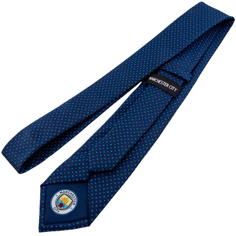 Manchester City FC Navy Blue Crest Tie - 100 Polyester with Embroidered Crest