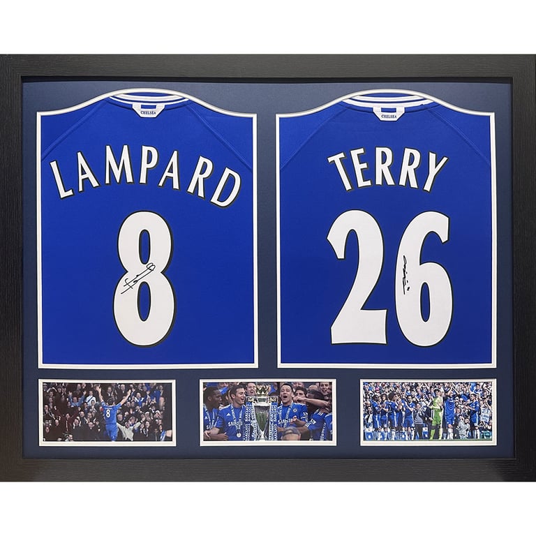 Chelsea FC Lampard & Terry Signed Replica Shirts - Dual Framed Authentic Jerseys