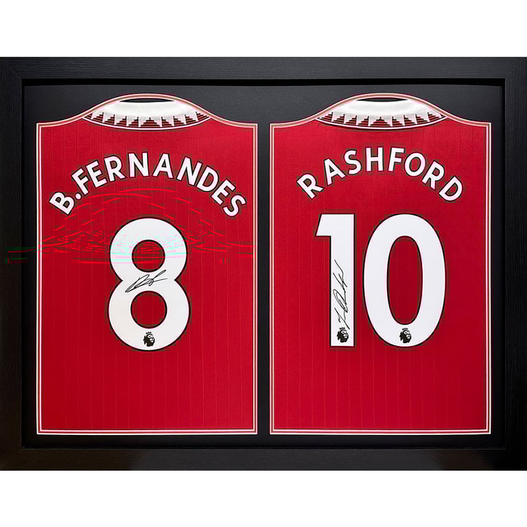 Manchester United FC Signed Shirts - Bruno Fernandes & Rashford Dual Framed Replicas