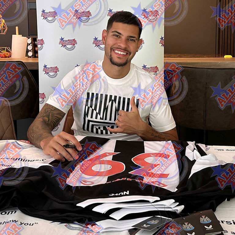 Bruno Guimaraes Signed Newcastle United FC 2021-2022 Replica Shirt (Framed) with Certificate of Authenticity