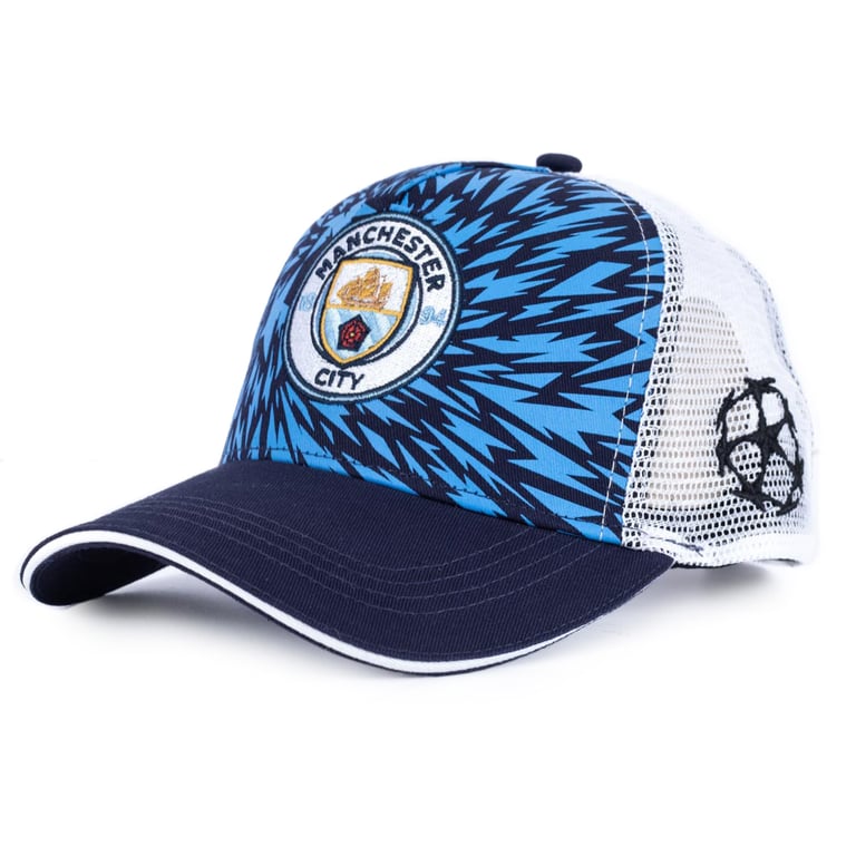 Manchester City FC UCL Snapback Cap - Classic Bright Blue Design with Adjustable Fit