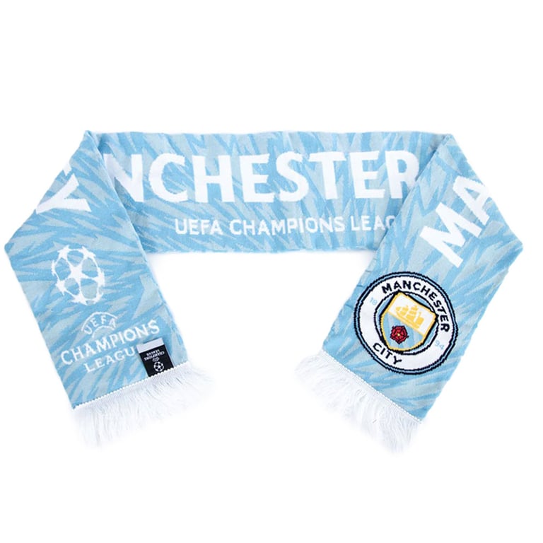 Manchester City FC UCL Jacquard Scarf - Sky Blue Football Club Design