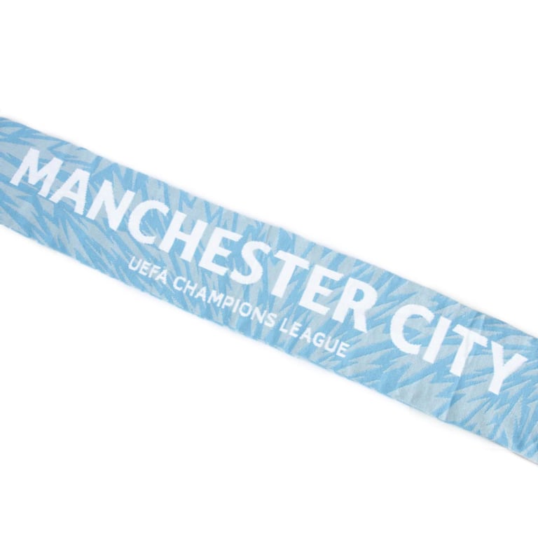 Manchester City FC UCL Jacquard Scarf - Sky Blue Football Club Design