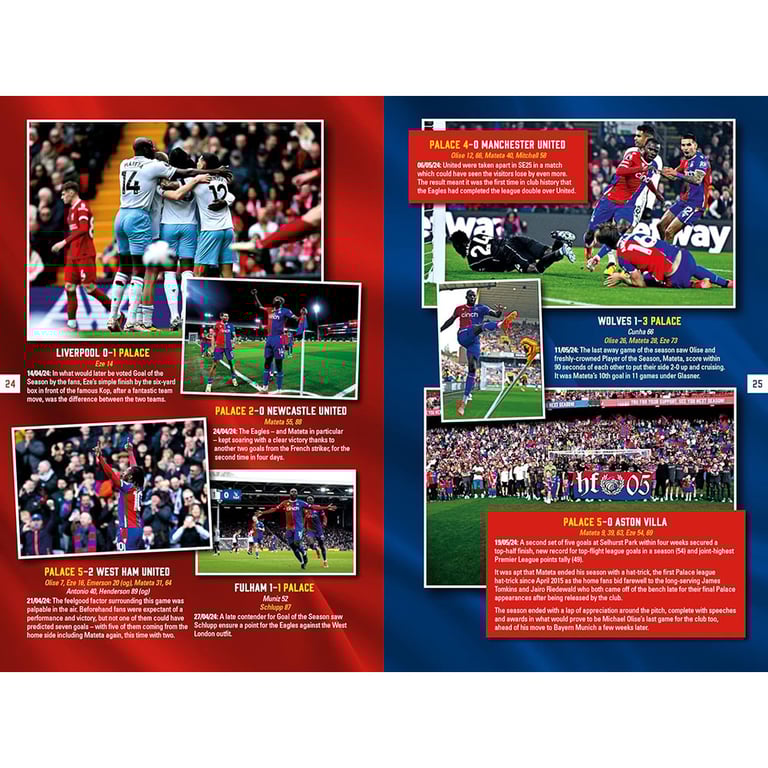 Crystal Palace FC Official Annual 2025: Team Profiles & History Feature