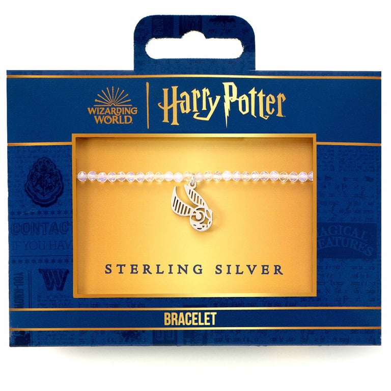Harry Potter Opal Stone Bracelet with Sterling Silver Golden Snitch Charm