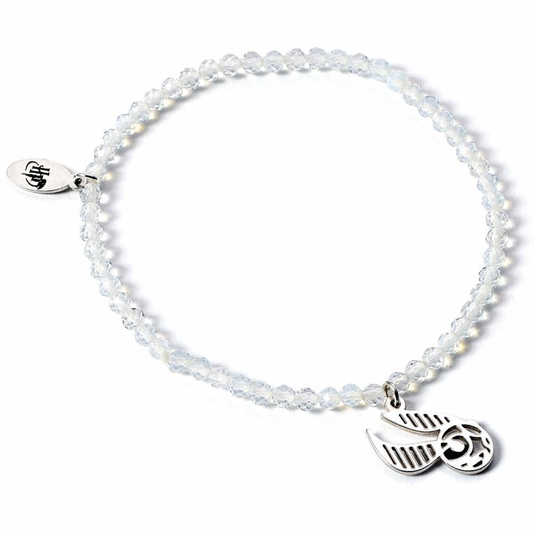 Harry Potter Opal Stone Bracelet with Sterling Silver Golden Snitch Charm