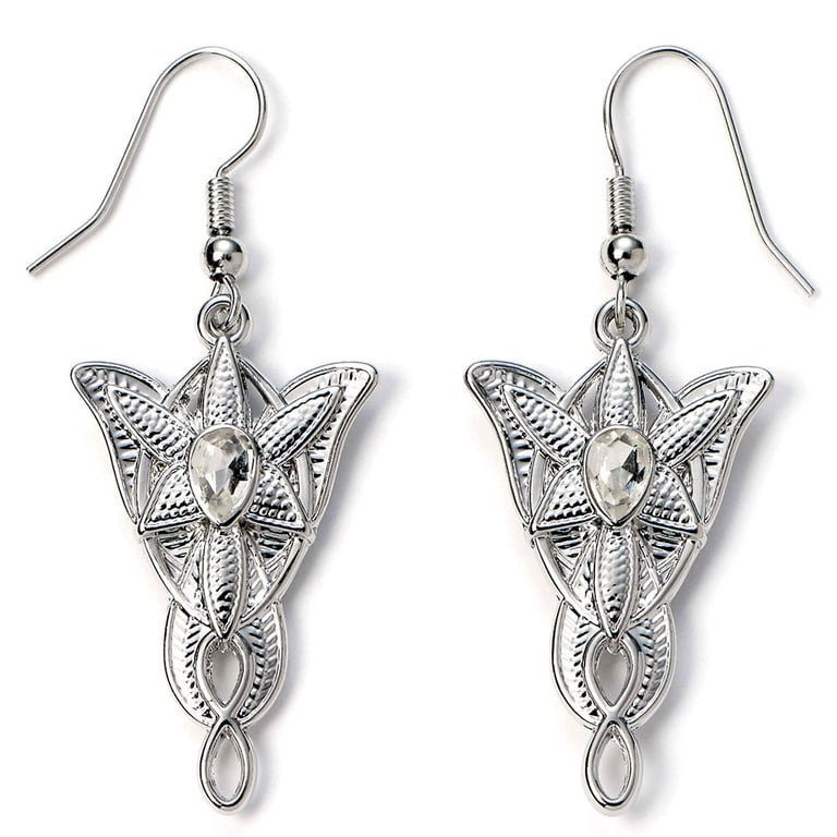 Lord of the Rings Silver Plated Evenstar Hook Earrings - Fantasy Jewelry Collection