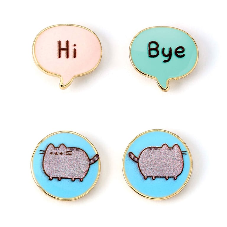 Pusheen Gold Plated Stud Earrings Set - Detailed Designs