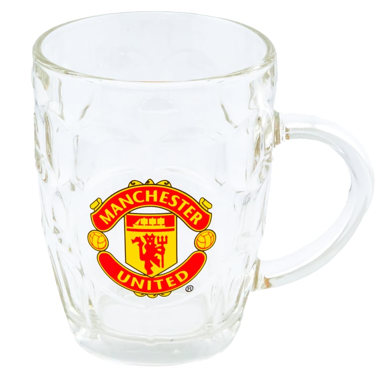 Manchester United FC Dimpled Pint Glass Club Crest Tankard