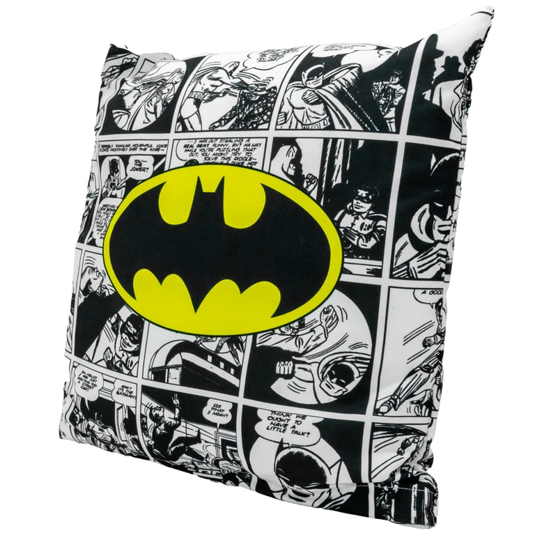 Batman Comic Cushion - Black and White 100 Polyester Spot Clean Design