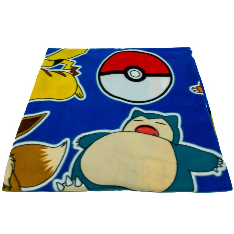 Pokmon Awesome Team 100 Polyester Fleece Blanket - Soft & Cozy Blue Throw Blanket Featuring Pikachu and Eevee