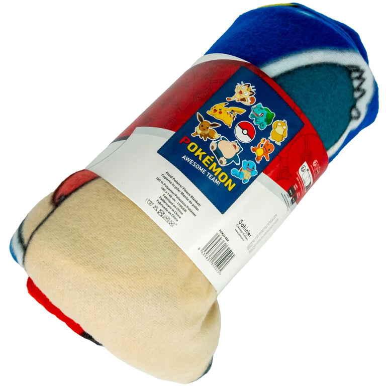 Pokmon Awesome Team 100 Polyester Fleece Blanket - Soft & Cozy Blue Throw Blanket Featuring Pikachu and Eevee