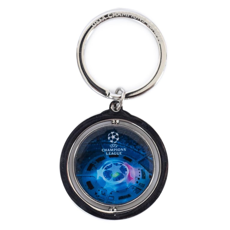Manchester City FC UCL Spinner Keyring - Metal Alloy Keychain with Spinning Man City Logo and UEFA Champions League Emblem