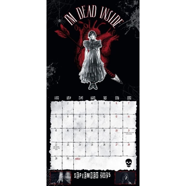 Wednesday Addams Square Wall Calendar 2025 - Artistic Home Decor Planner