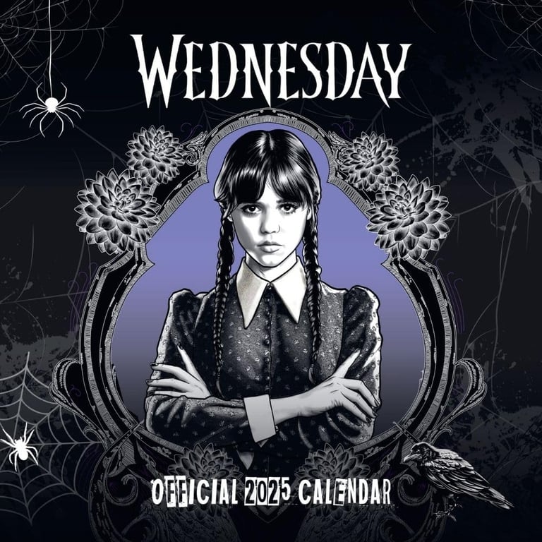 Wednesday Addams Square Wall Calendar 2025 - Artistic Home Decor Planner