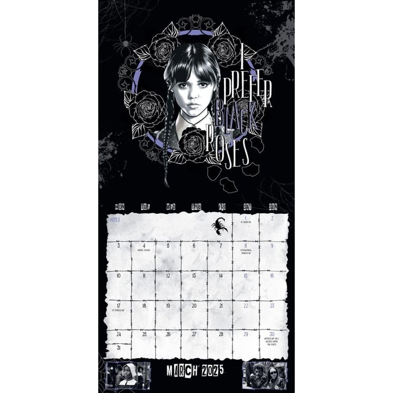 Wednesday Addams Square Wall Calendar 2025 - Artistic Home Decor Planner