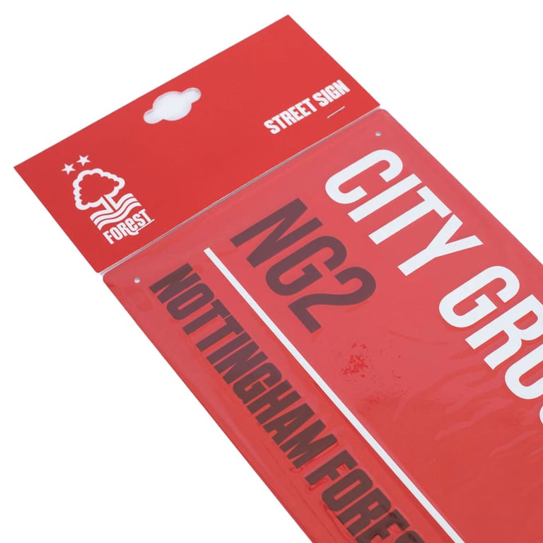 Nottingham Forest FC Colour Street Sign - Metal Sign with Gloss Finish and Red Background