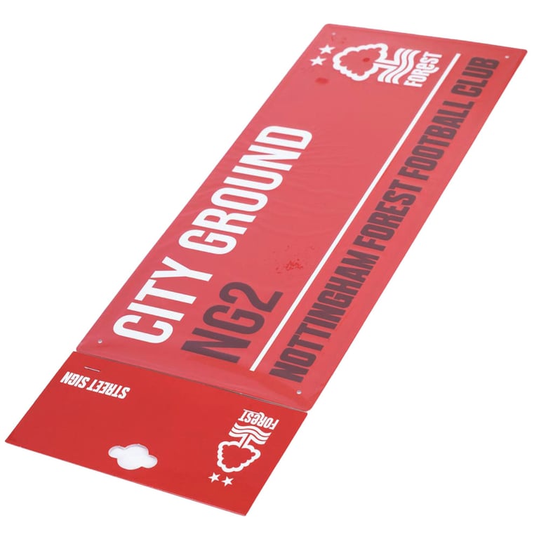 Nottingham Forest FC Colour Street Sign - Metal Sign with Gloss Finish and Red Background