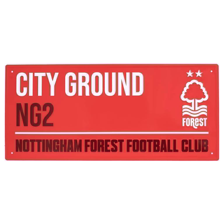 Nottingham Forest FC Colour Street Sign - Metal Sign with Gloss Finish and Red Background