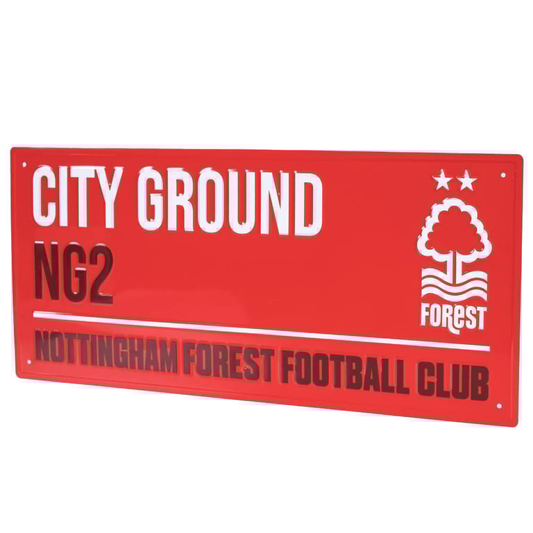 Nottingham Forest FC Colour Street Sign - Metal Sign with Gloss Finish and Red Background