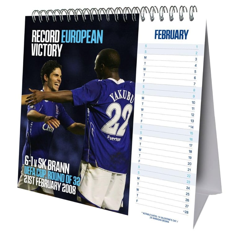 Everton FC 2025 Desktop Calendar - Record Breakers Edition