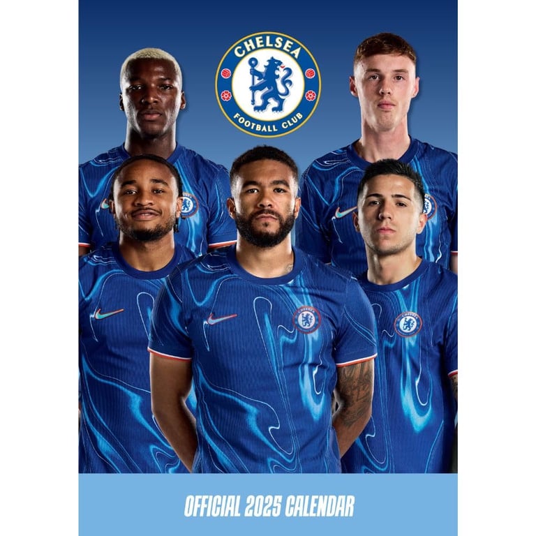 Chelsea FC A3 Calendar 2025 - Featuring Enzo, James & More Football Stars