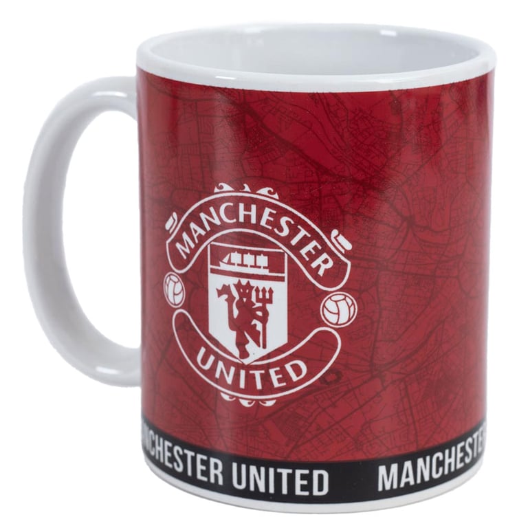 Manchester United FC Ceramic Glaze Kiln Fired Mug - White Handle Coffee Cup