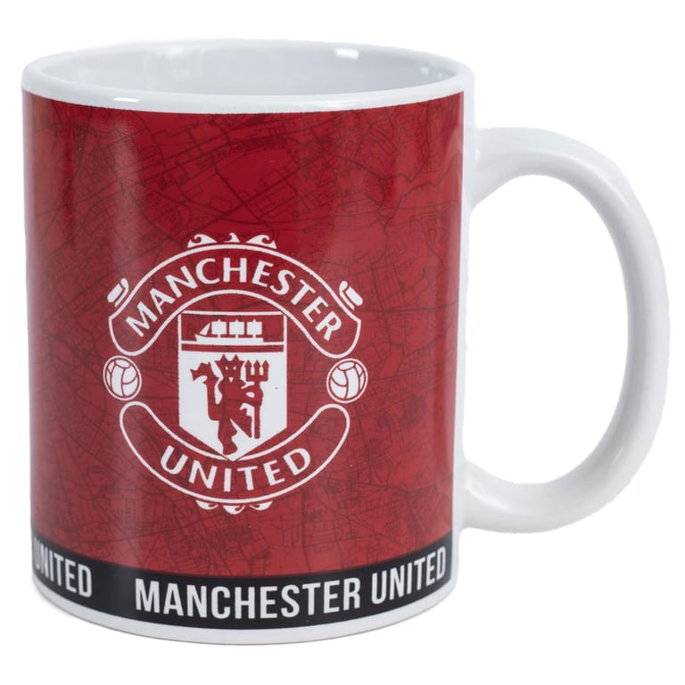 Manchester United FC Ceramic Glaze Kiln Fired Mug - White Handle Coffee Cup