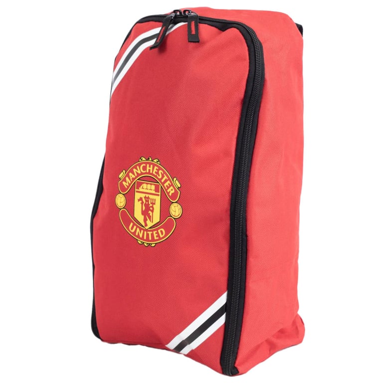 Manchester United FC Core Stripe Boot Bag - Large Zipped Wipe Clean Soccer Bag