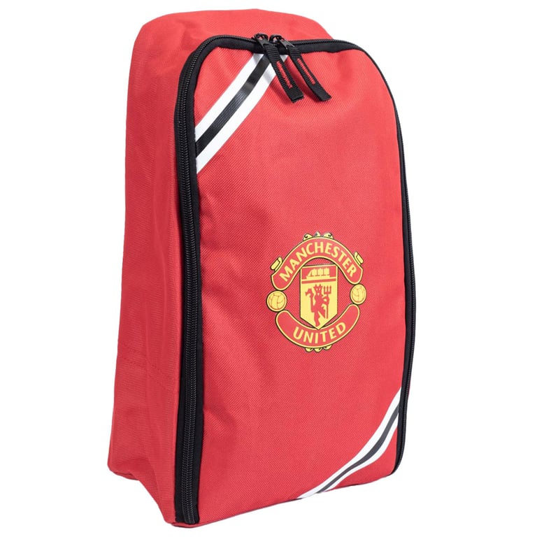 Manchester United FC Core Stripe Boot Bag - Large Zipped Wipe Clean Soccer Bag