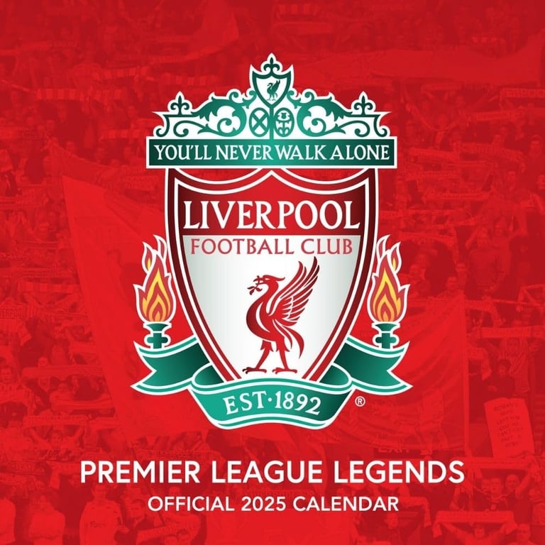Liverpool FC Legends Square Wall Calendar 2025 - Football Club Legends and History