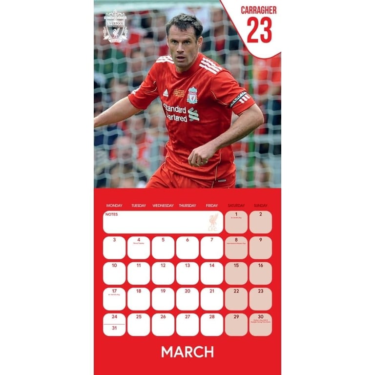 Liverpool FC Legends Square Wall Calendar 2025 - Football Club Legends and History