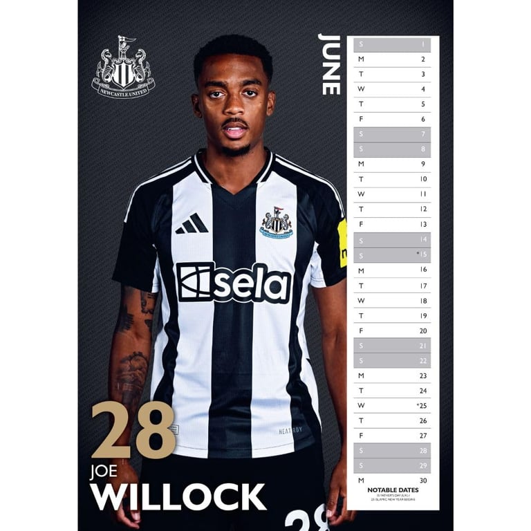 Newcastle United FC A3 2025 Wall Calendar Featuring Your Favourite Players
