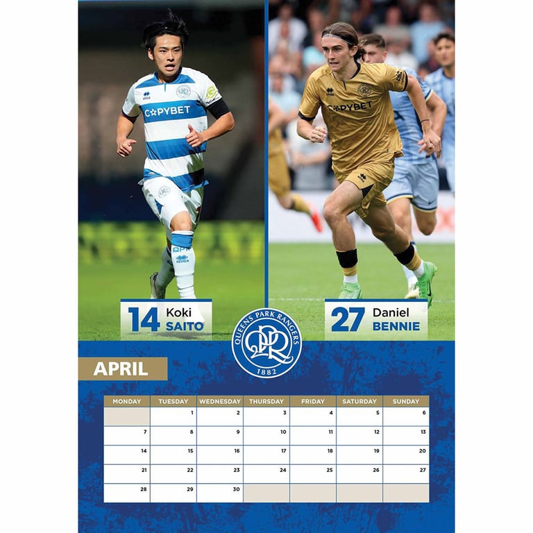 Queens Park Rangers FC 2025 A3 Wall Calendar Featuring QPR Players